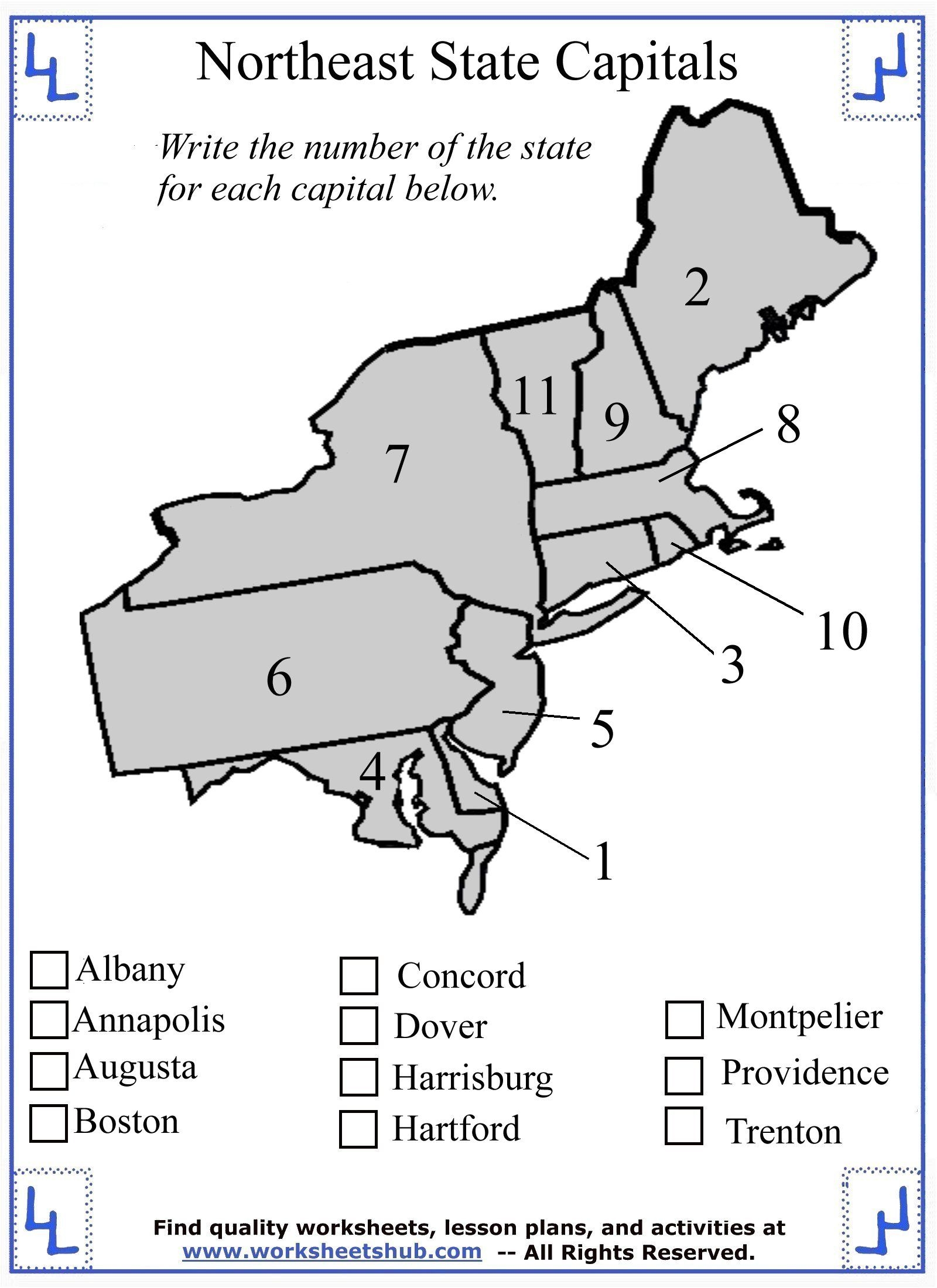 Northeast States And Capitals Map Printable Printable Sight Words List