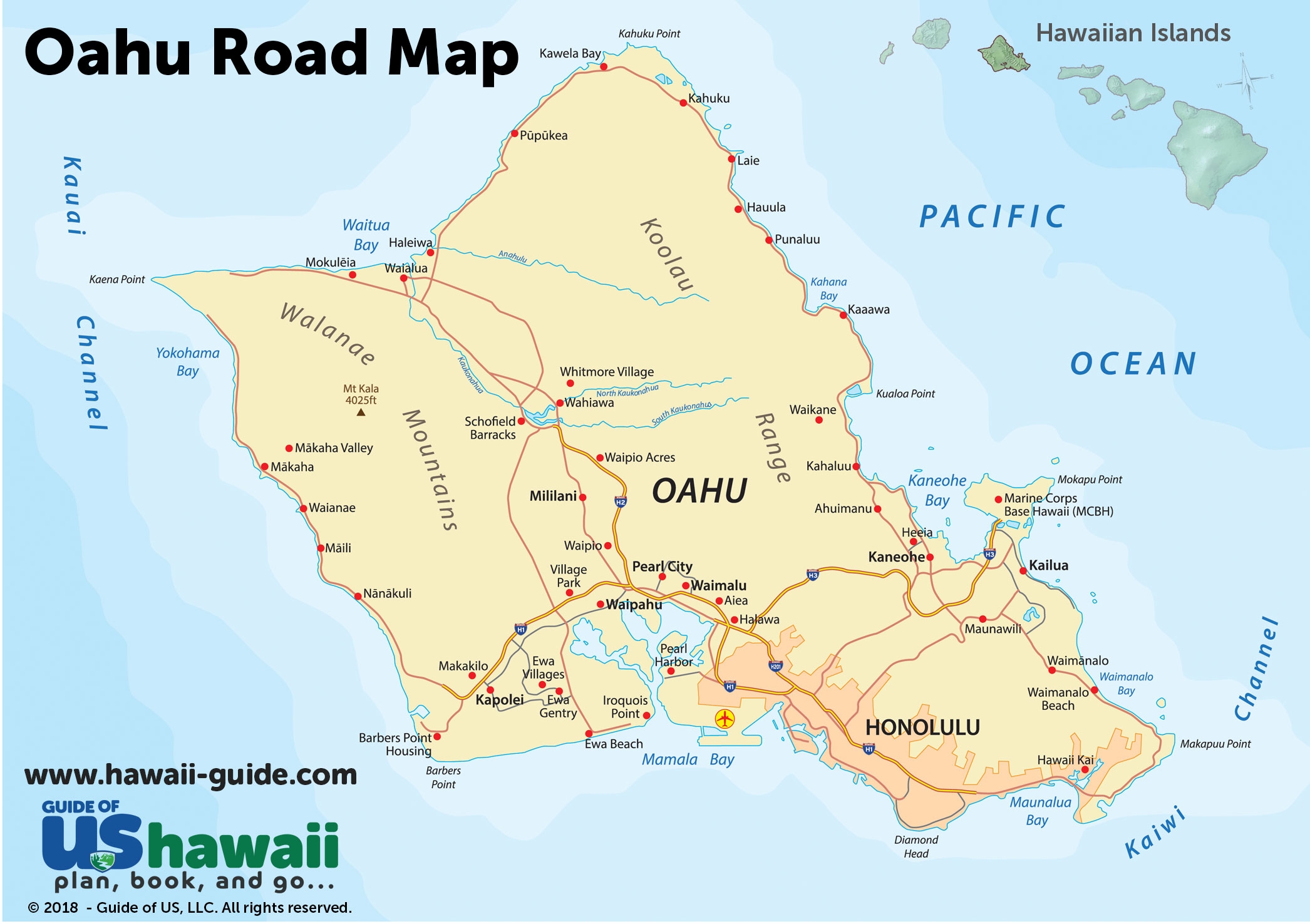 Oahu Printable Map