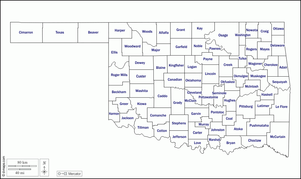 Oklahoma County Map Printable