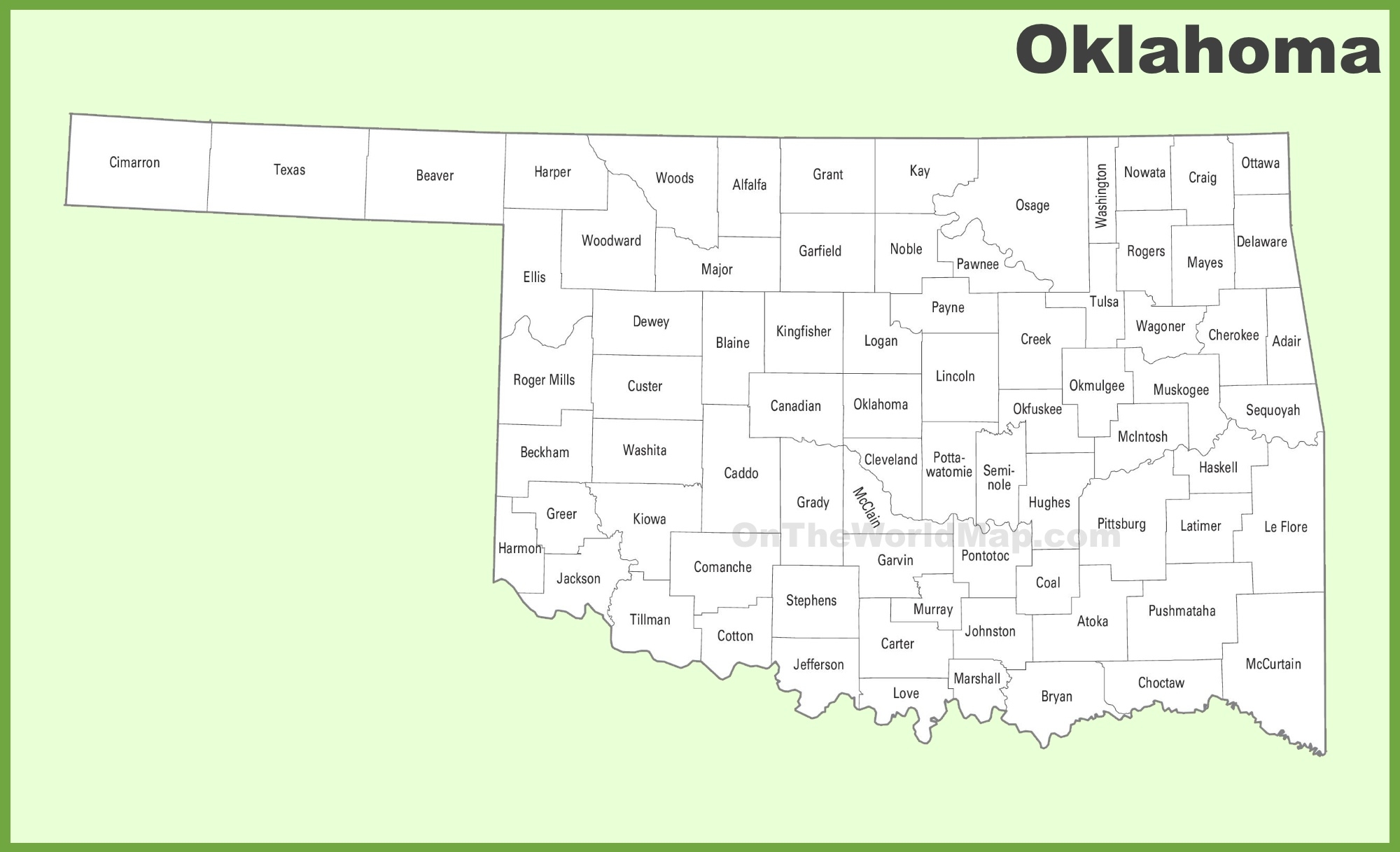 Oklahoma State Map Printable