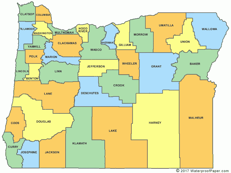 Oregon County Map Printable