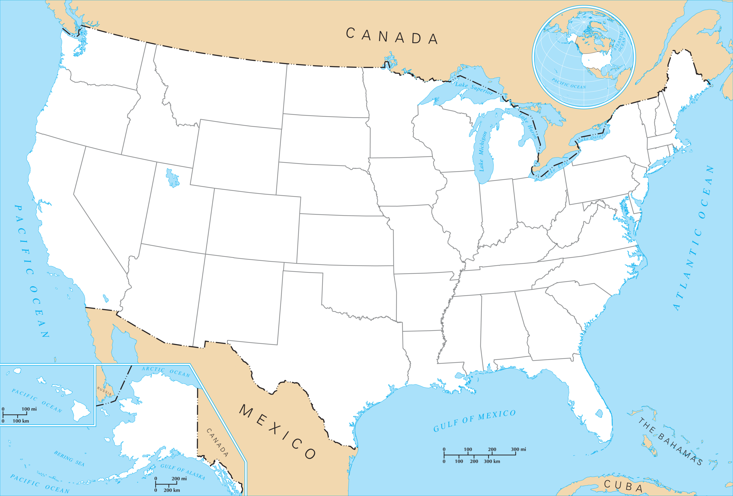 Outline Map Of USA Printable