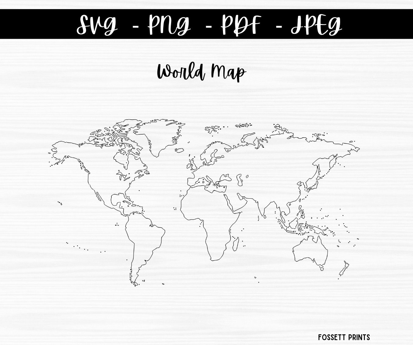Outline World Map Printable
