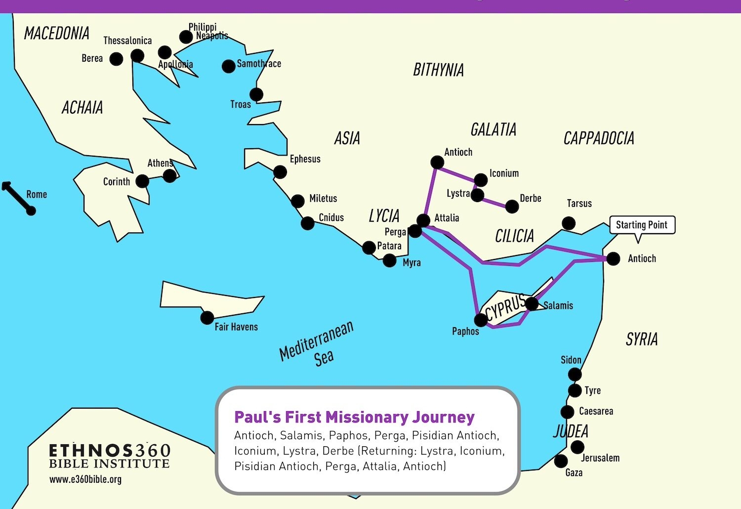 Paul 39 s First Missionary Journey Map Printable Adams Printable Map