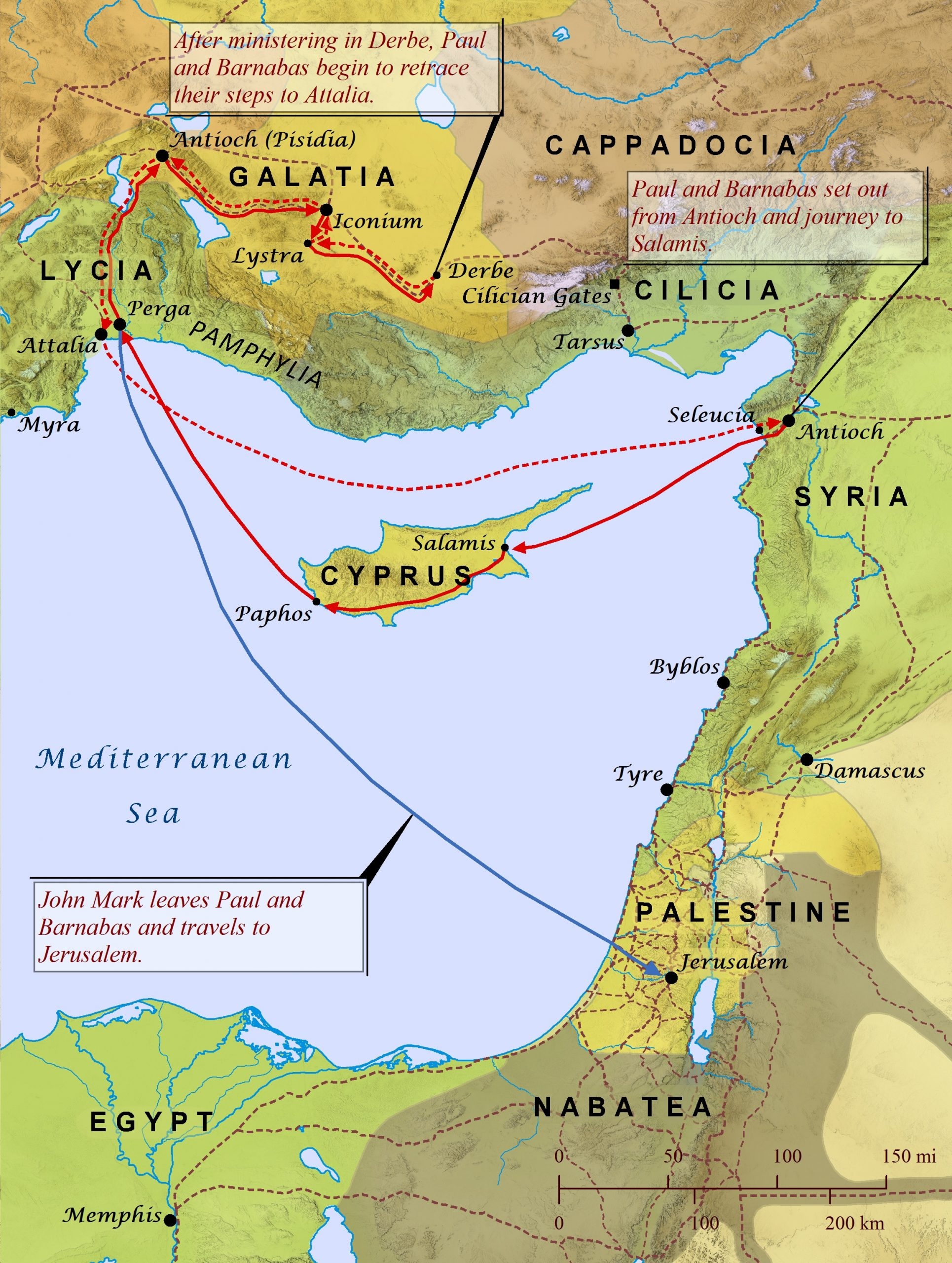 Paul 39 s First Missionary Journey Map Printable Free Printable Download