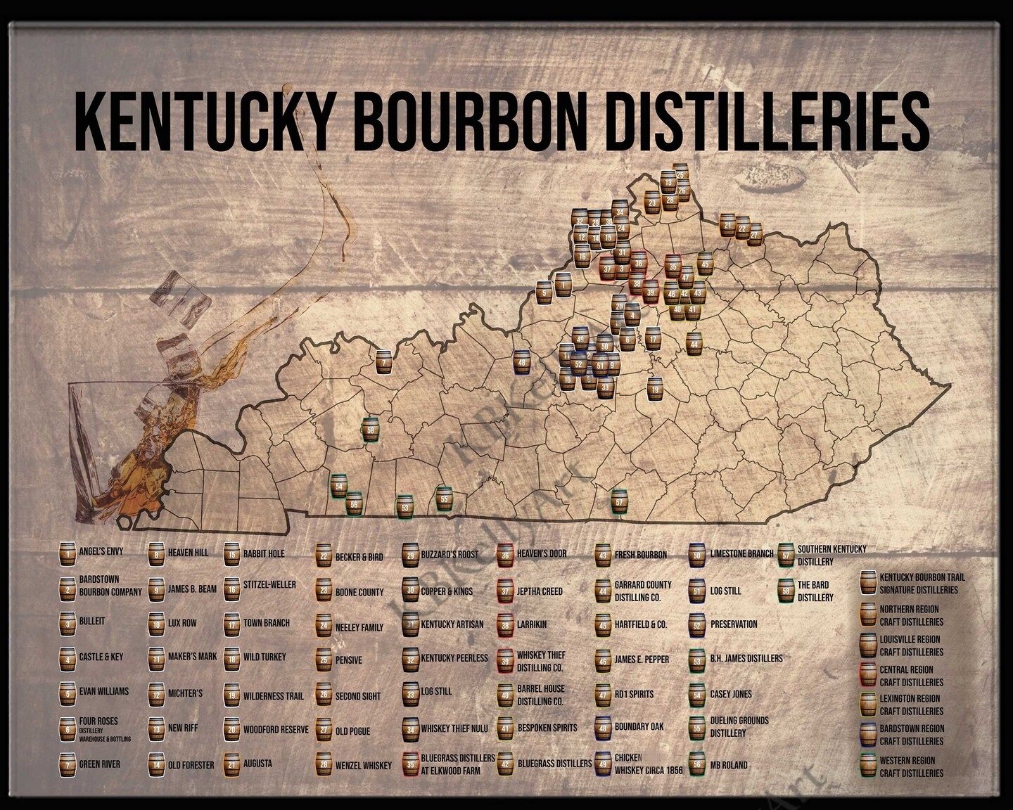 Pdf Printable Kentucky Bourbon Trail Map Free Printable Map