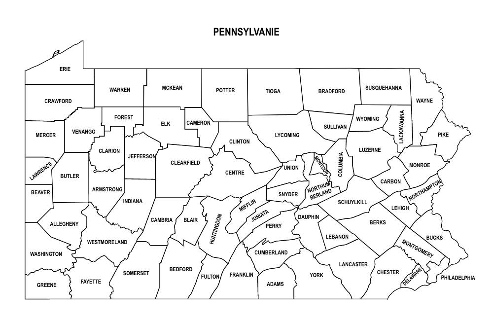 Pennsylvania County Map Printable