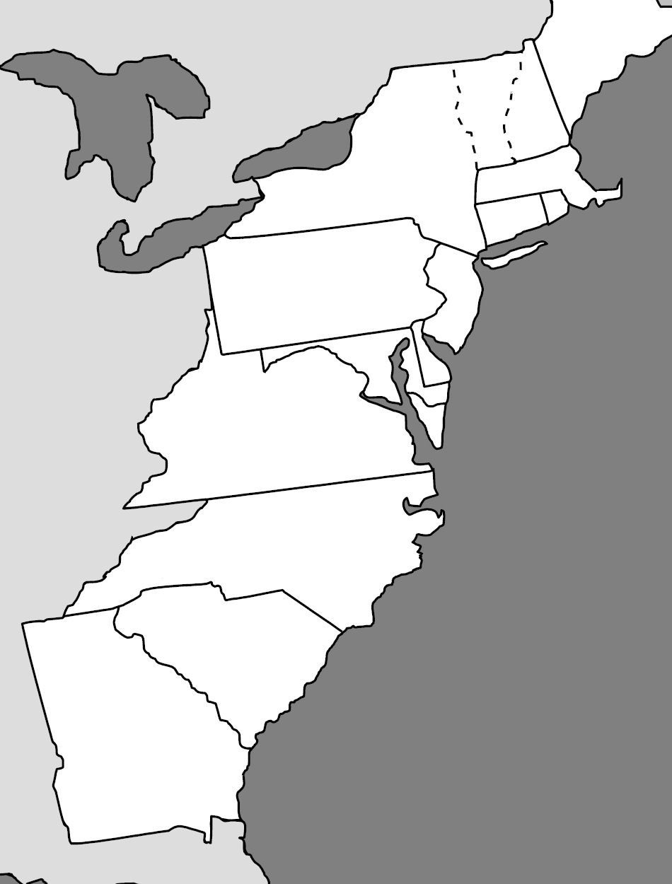 Printable 13 Colonies Blank Map Test