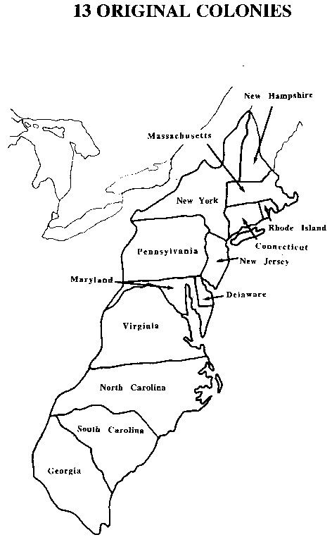 Printable 13 Colonies Map