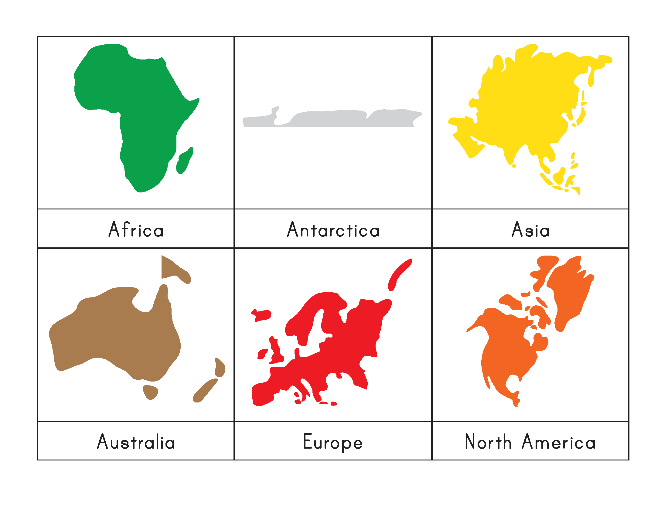 Printable 7 Continents Map