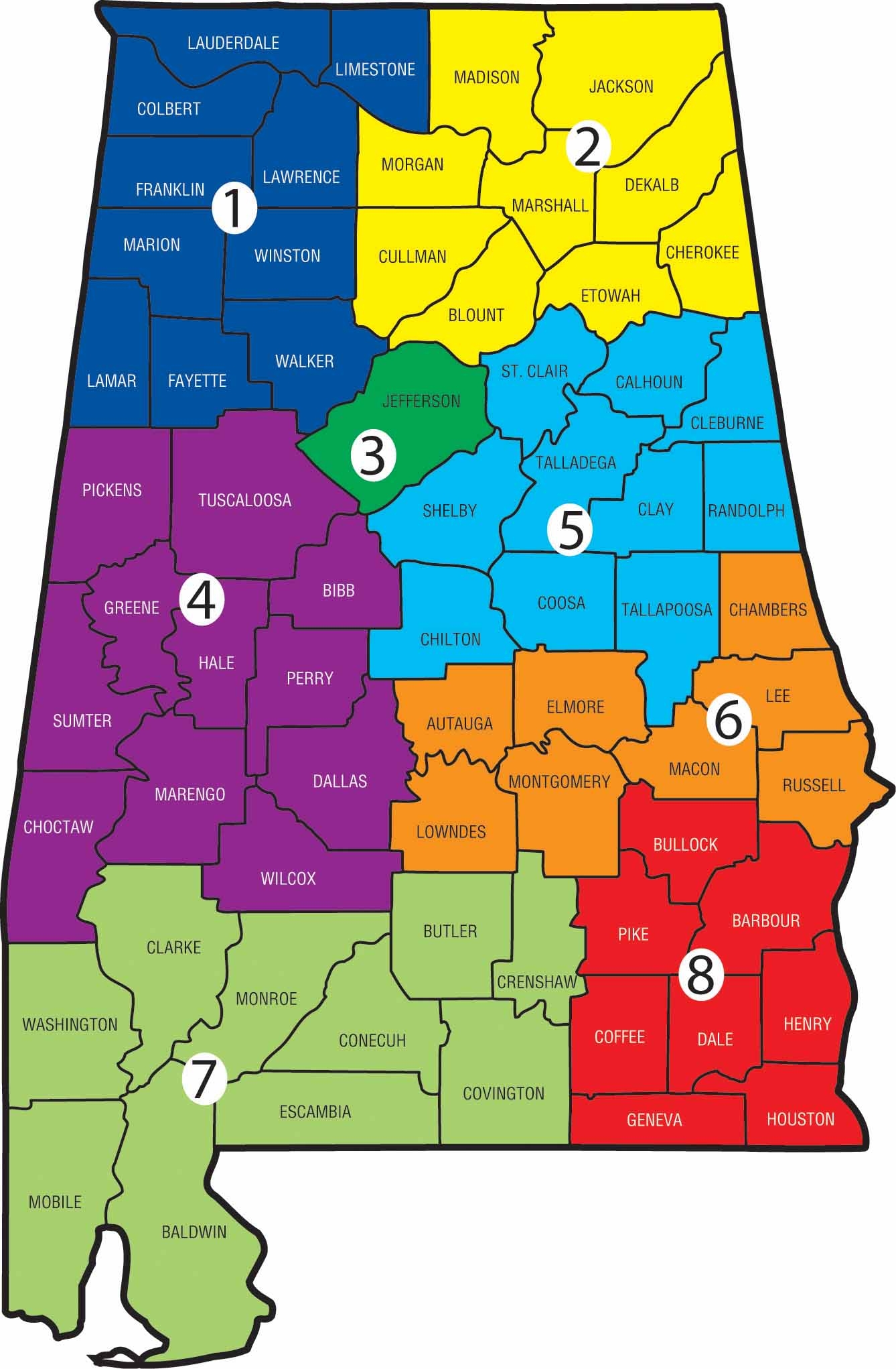 Printable Alabama County Map