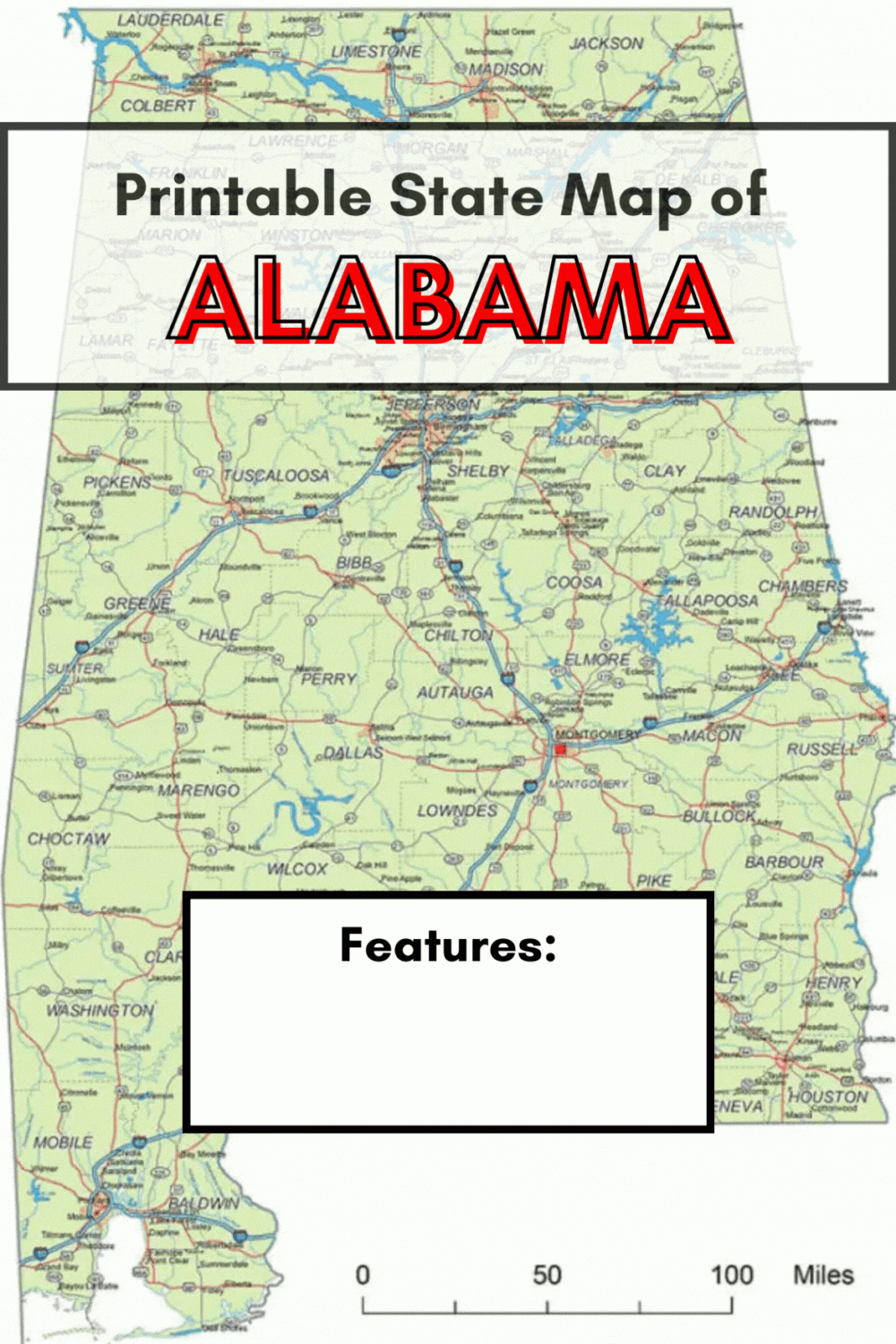 Printable Alabama Map