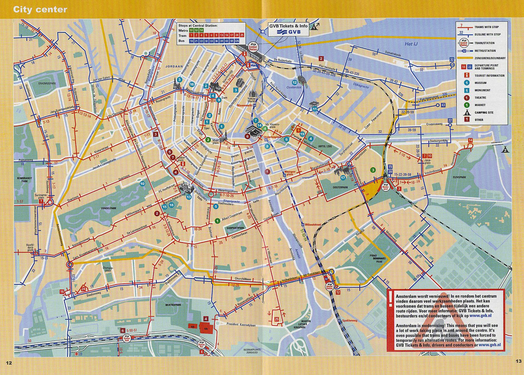 Printable Amsterdam Tram Map