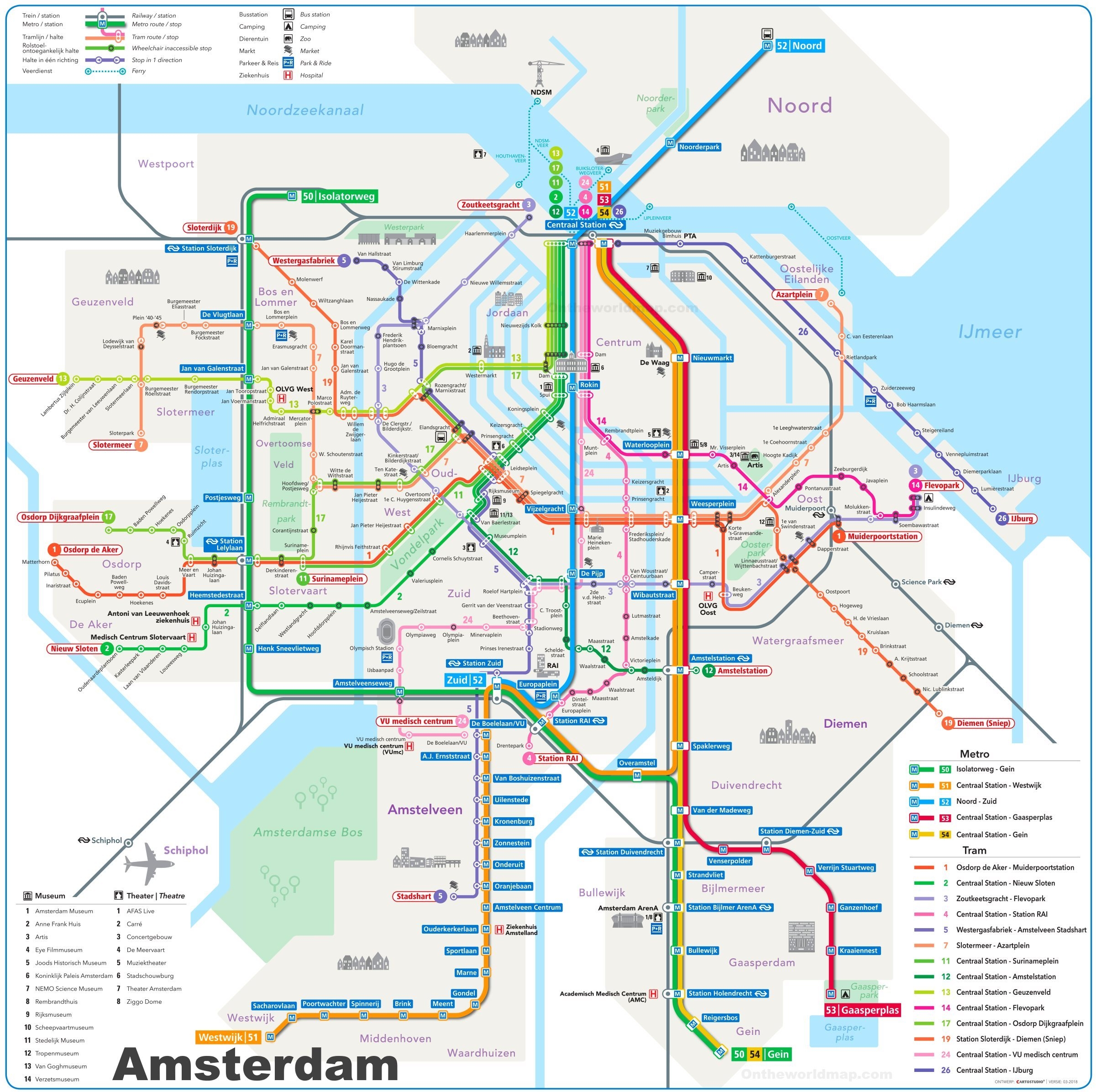 Printable Amsterdam Tram Map