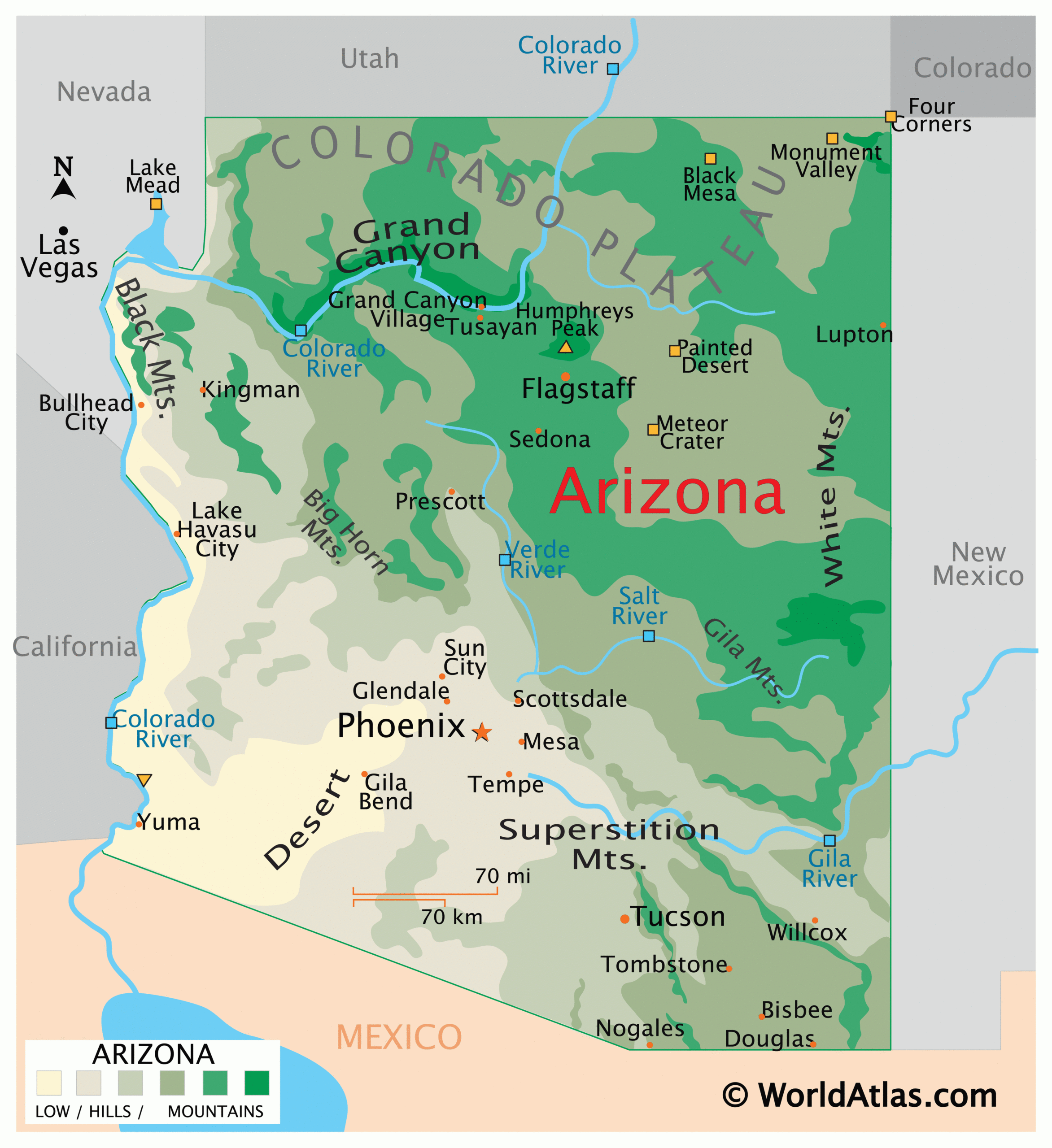 Printable Arizona Map