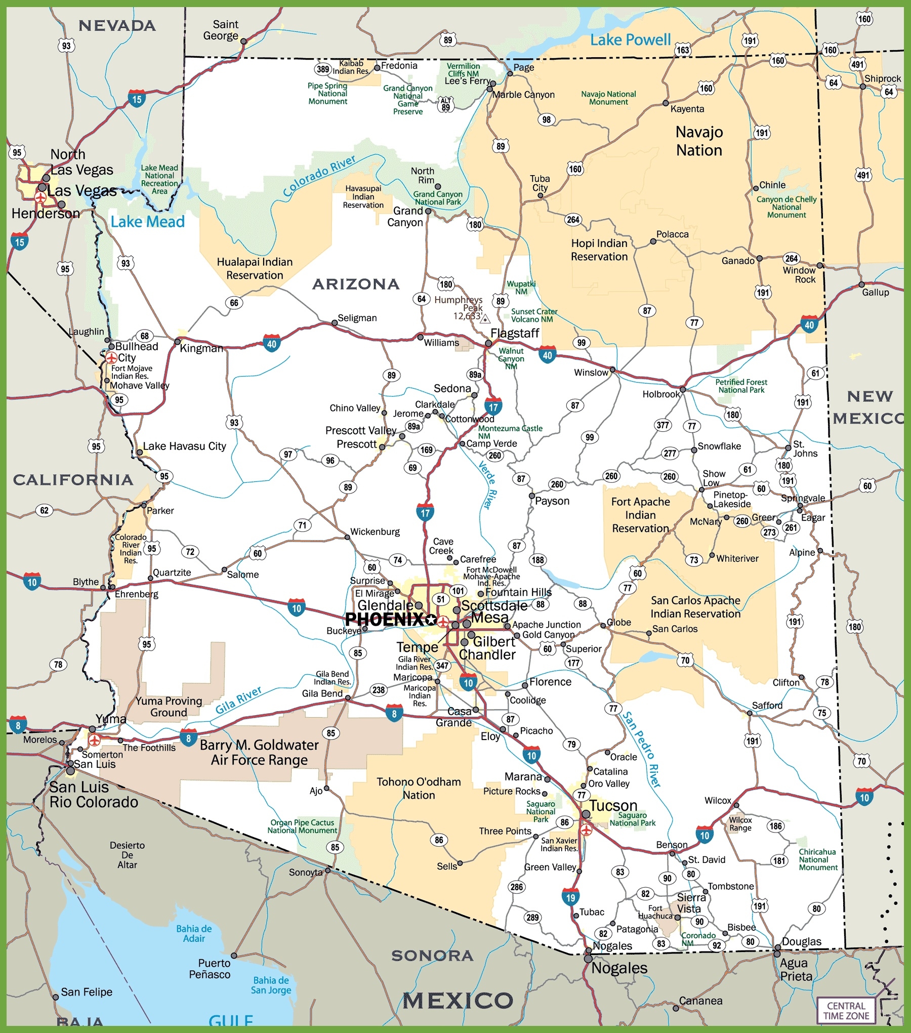 Printable Arizona Map