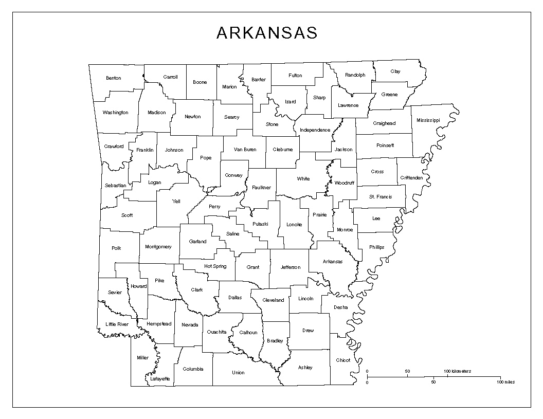 Printable Arkansas County Map Astra edu pl