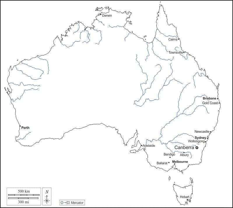 Printable Australia Map Cities Free Download And Print For You
