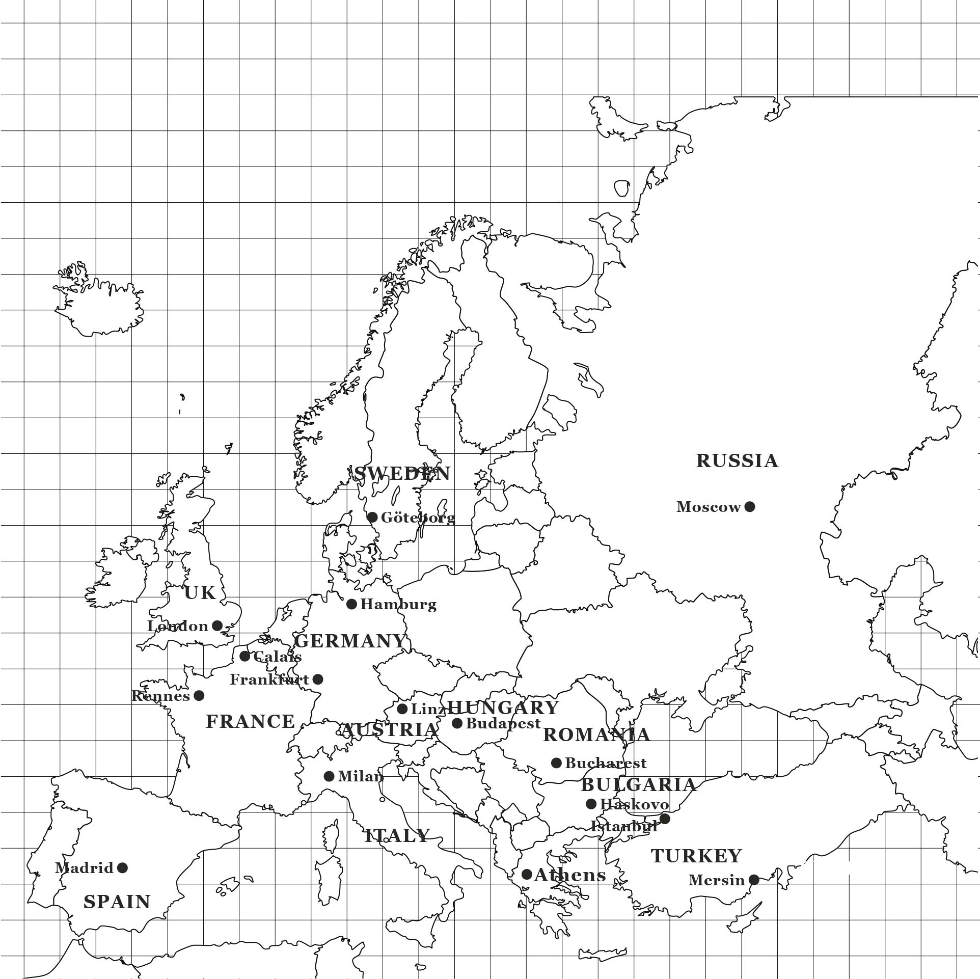 Printable Black And White Map Of Europe
