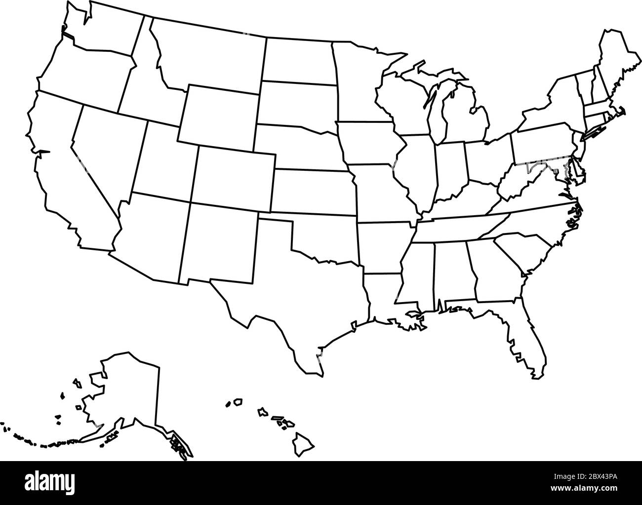 Printable Black And White Usa Map