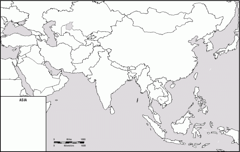 Printable Blank Map Asia