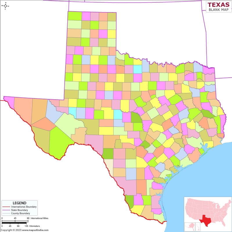 Printable Blank Texas Map