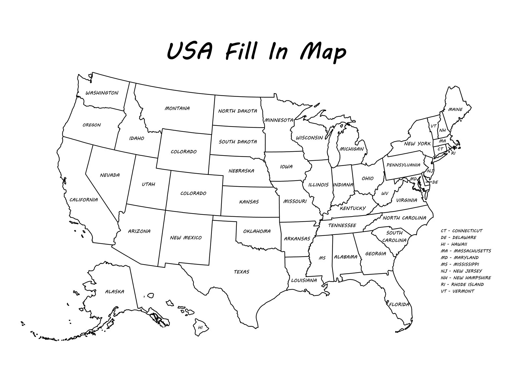 Printable Blank Us Map With States