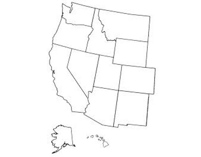 Printable Blank Western States Map Adams Printable Map