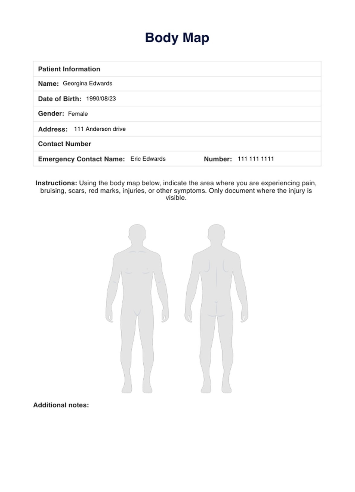 Printable Body Maps