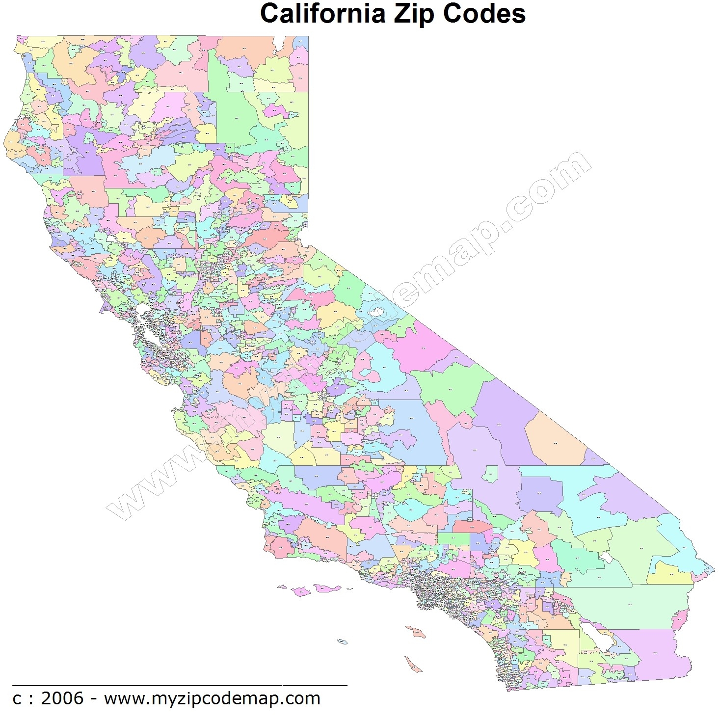 Printable California Zip Code Map
