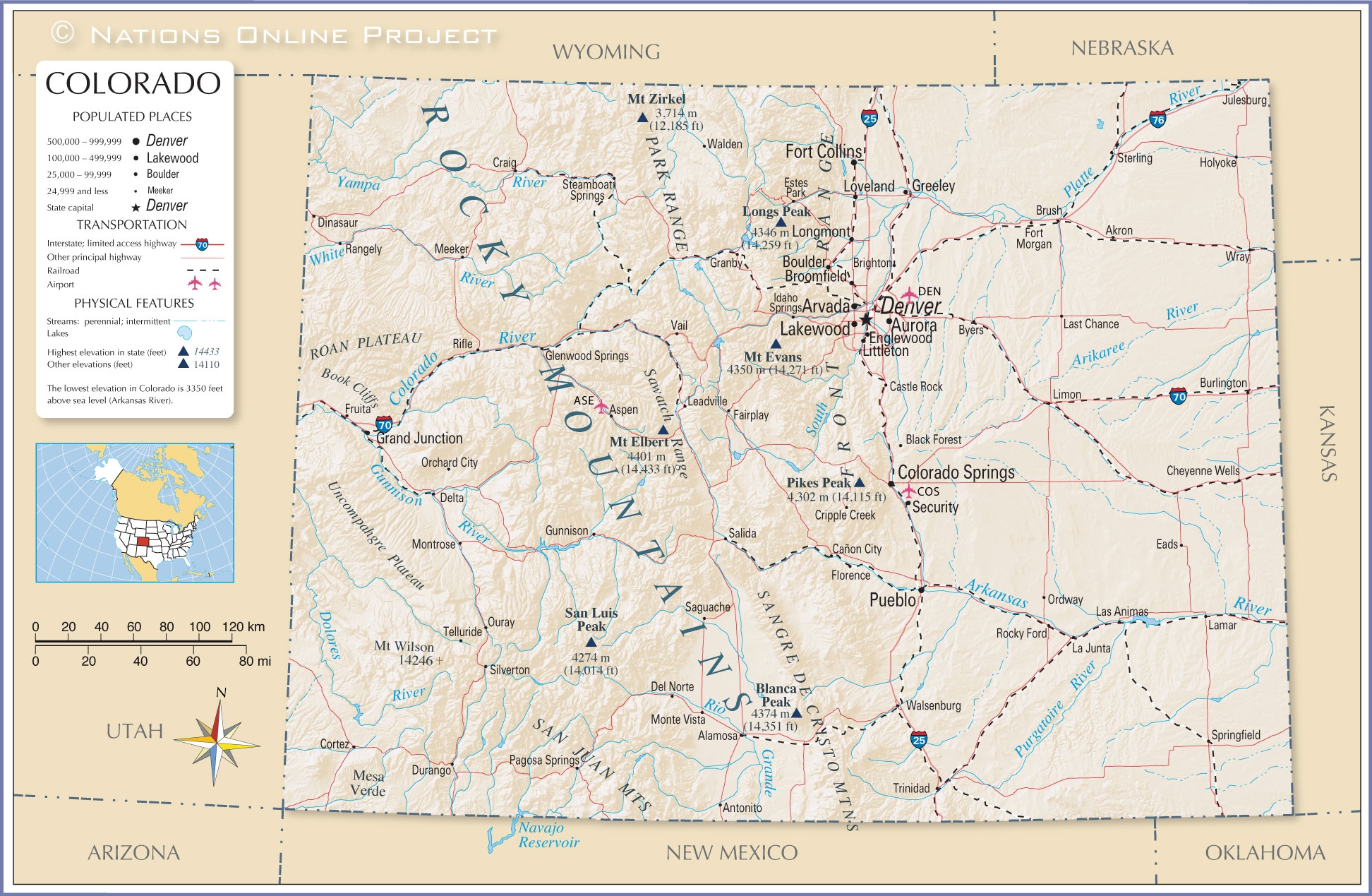 Printable Colorado Map