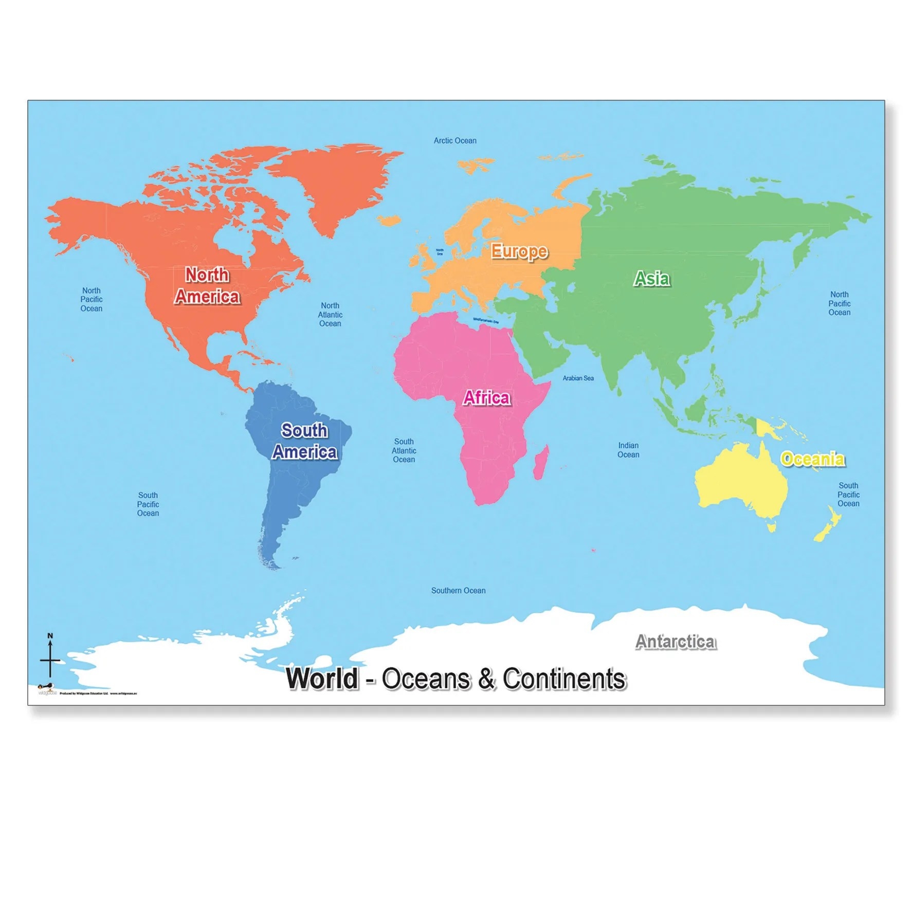 Printable Continents And Oceans Map