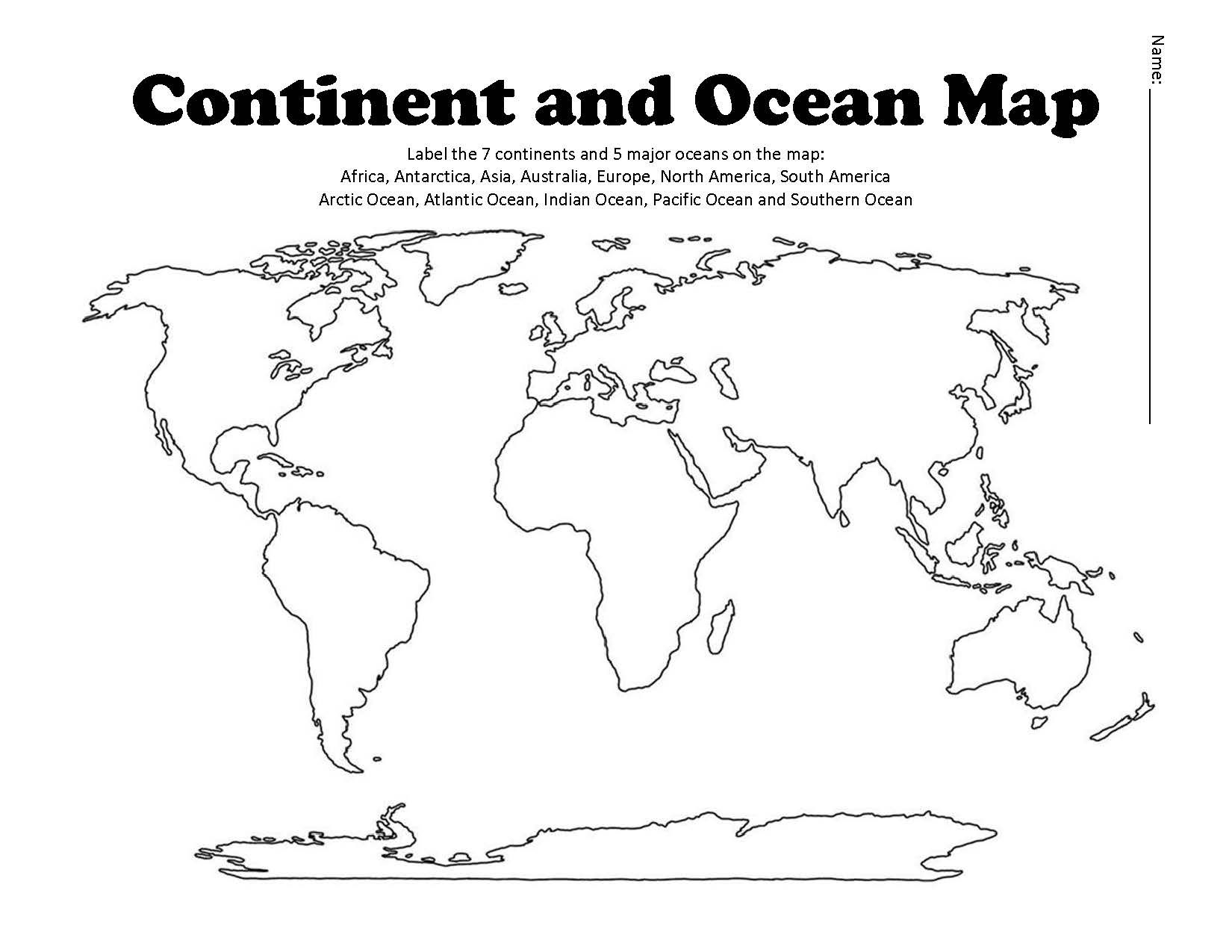Printable Continents And Oceans Map Dev onallcylinders