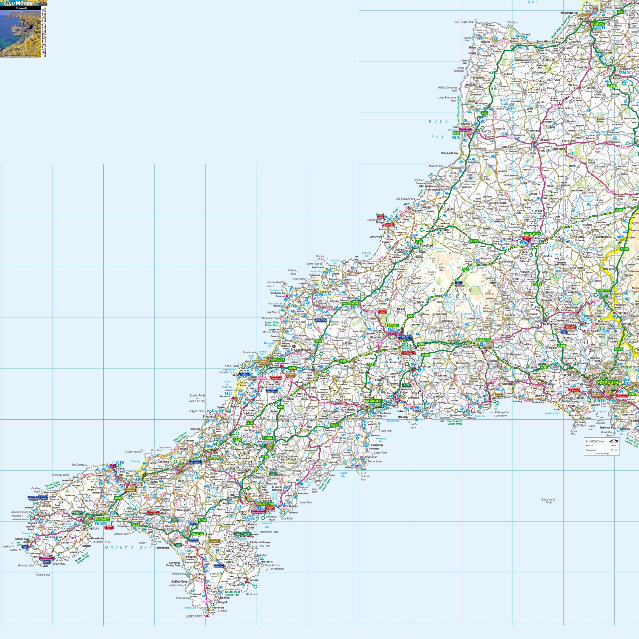 Printable Cornwall Map