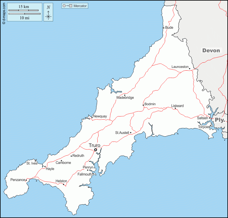 Printable Cornwall Map
