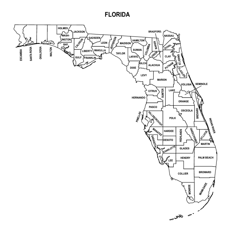 Printable County Map Of Florida