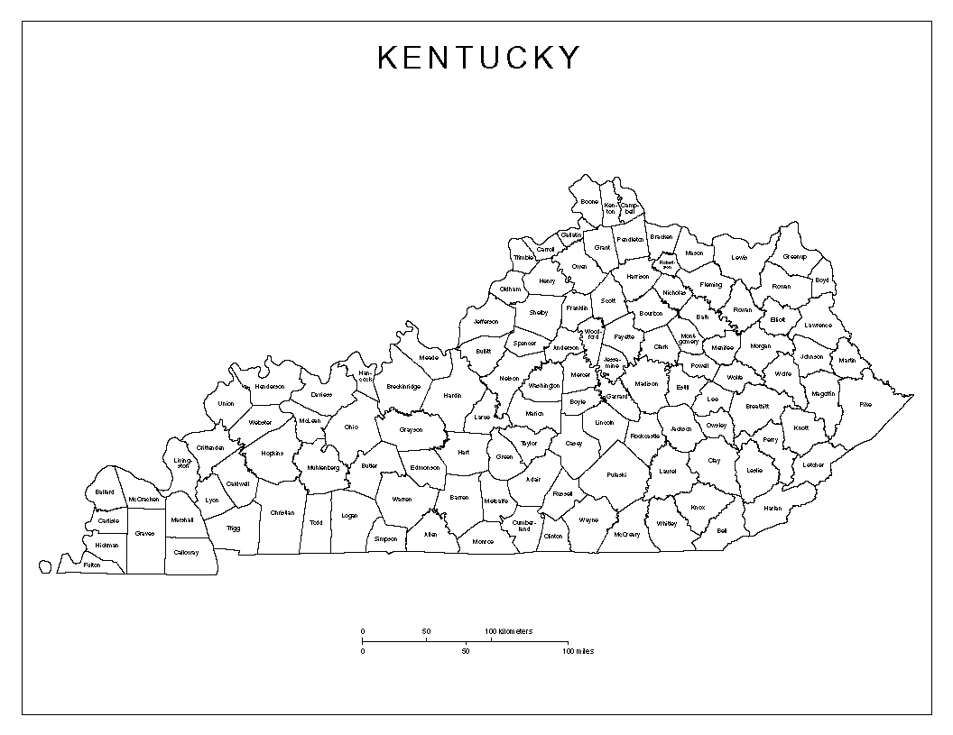 Printable County Map Of Kentucky Bernard