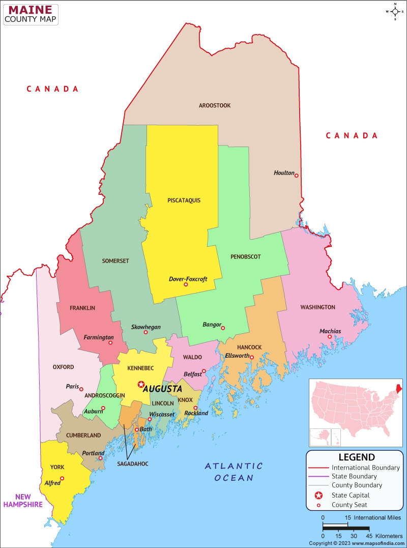 Printable County Map Of Maine