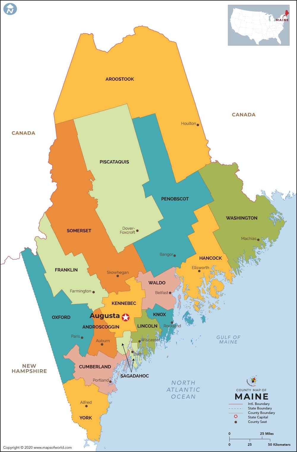 Printable County Map Of Maine