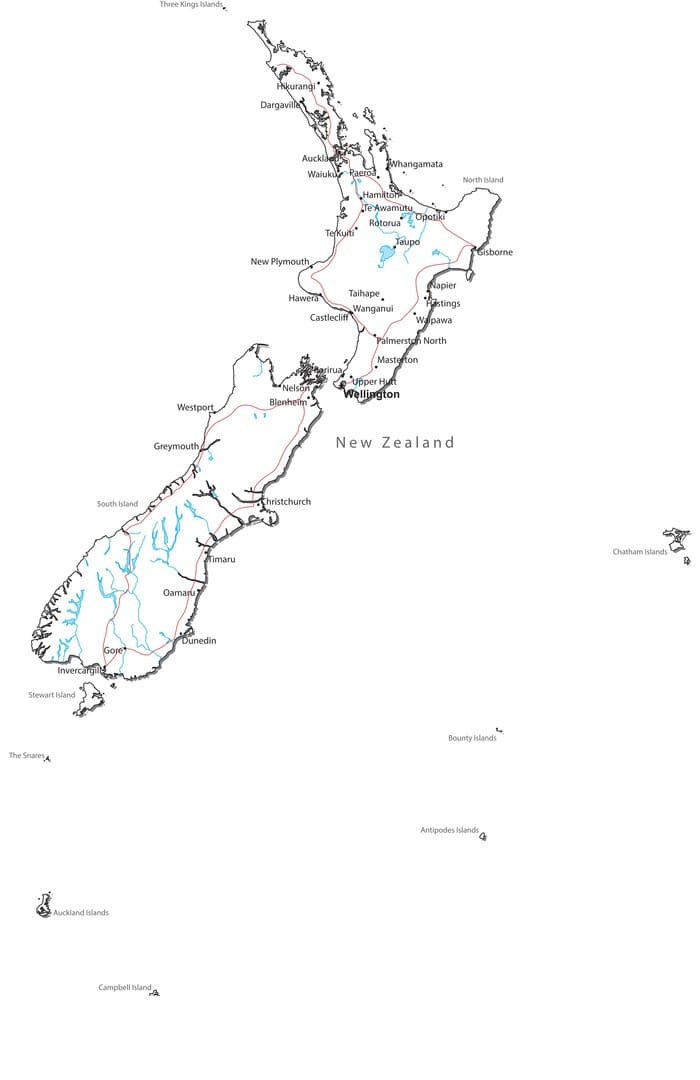 Printable Detailed Map Of New Zealand Free Download And Print For You