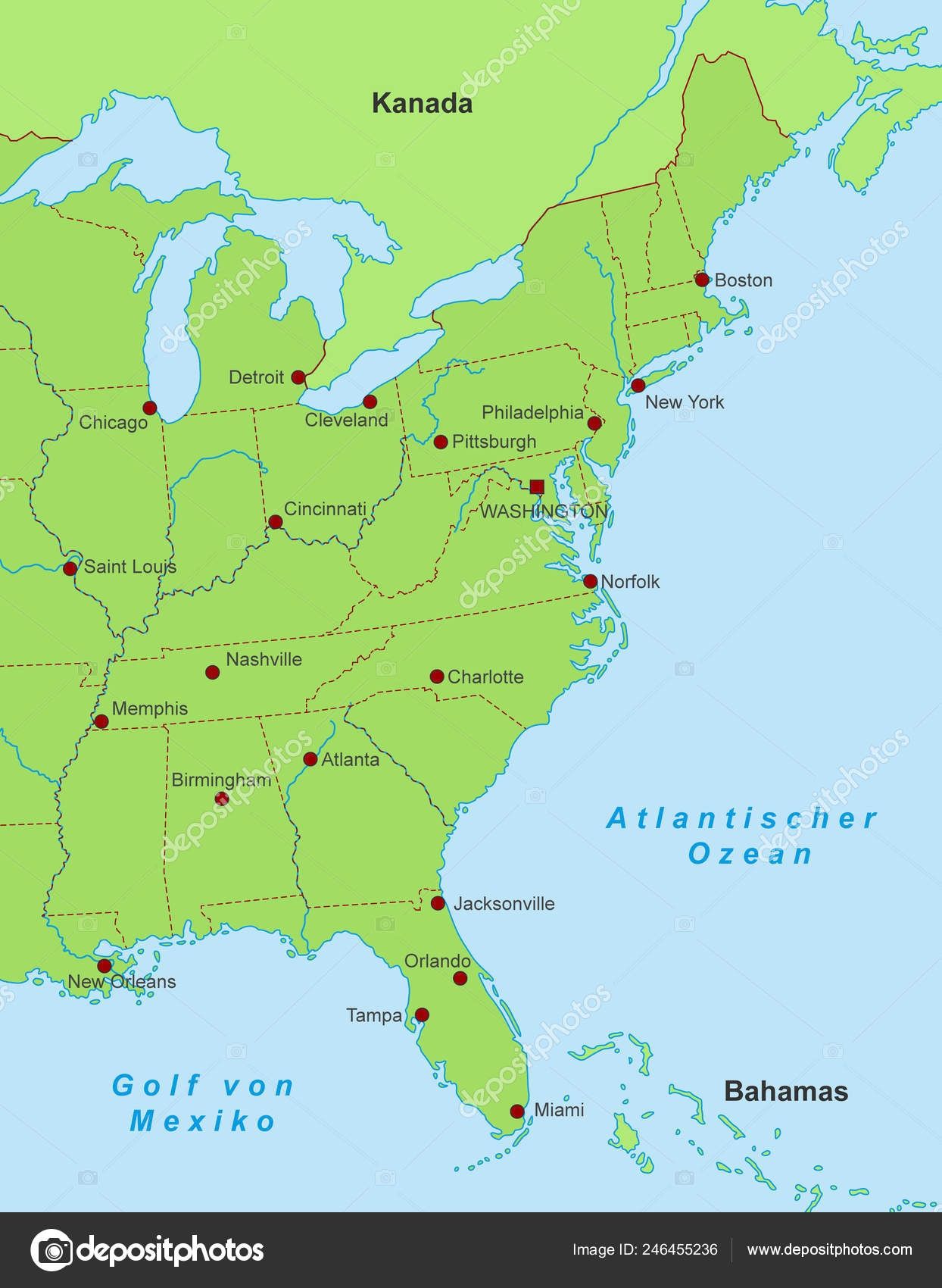 Printable East Coast Map