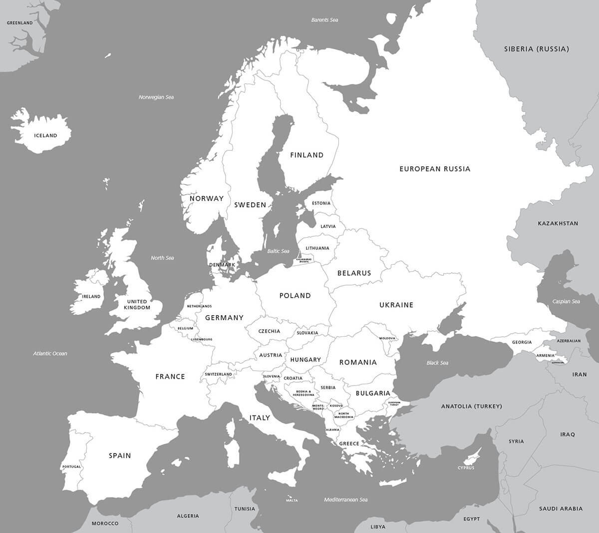 Printable Europe Map Countries Black And White Free Download And 