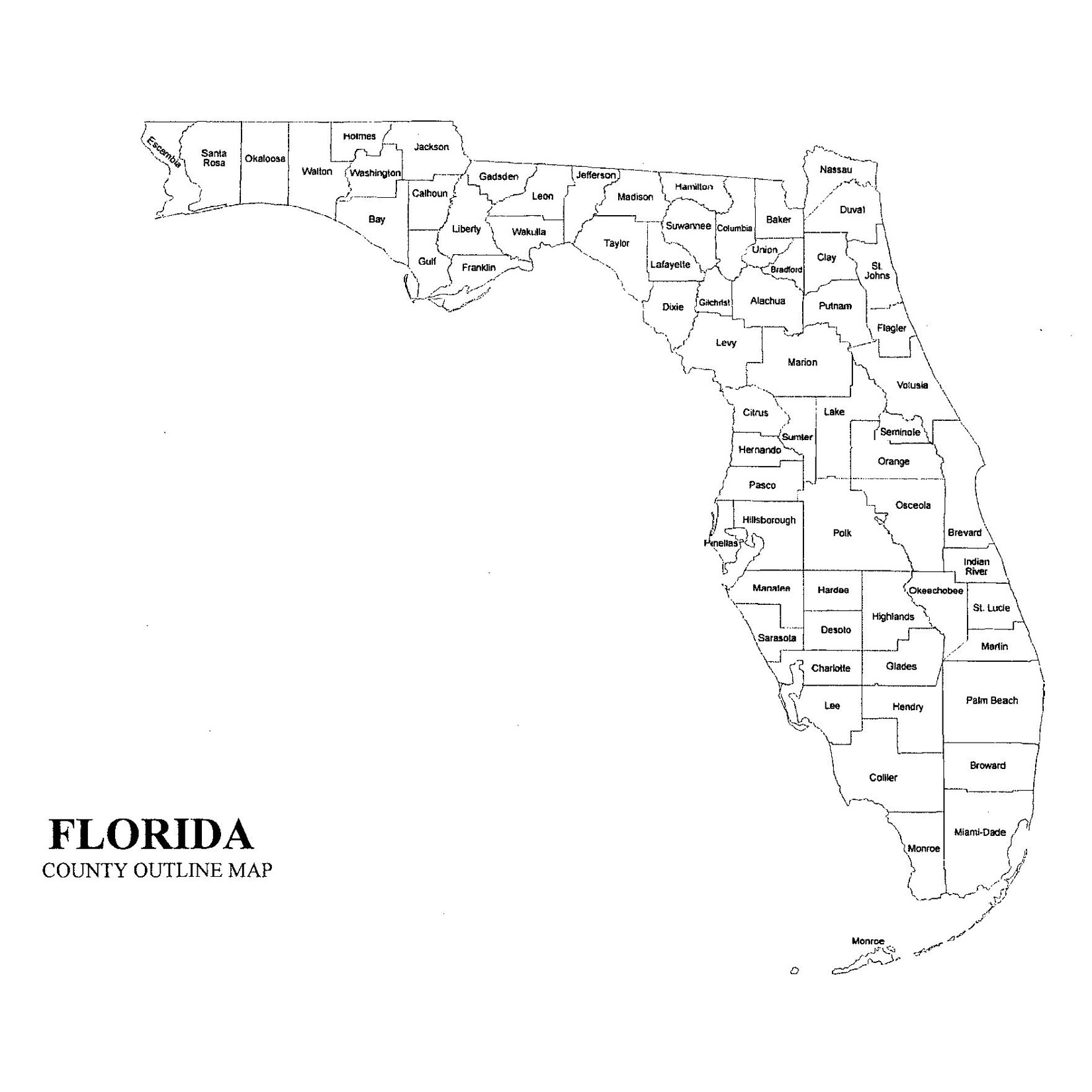 Printable Fl County Map Printable Calendars AT A GLANCE