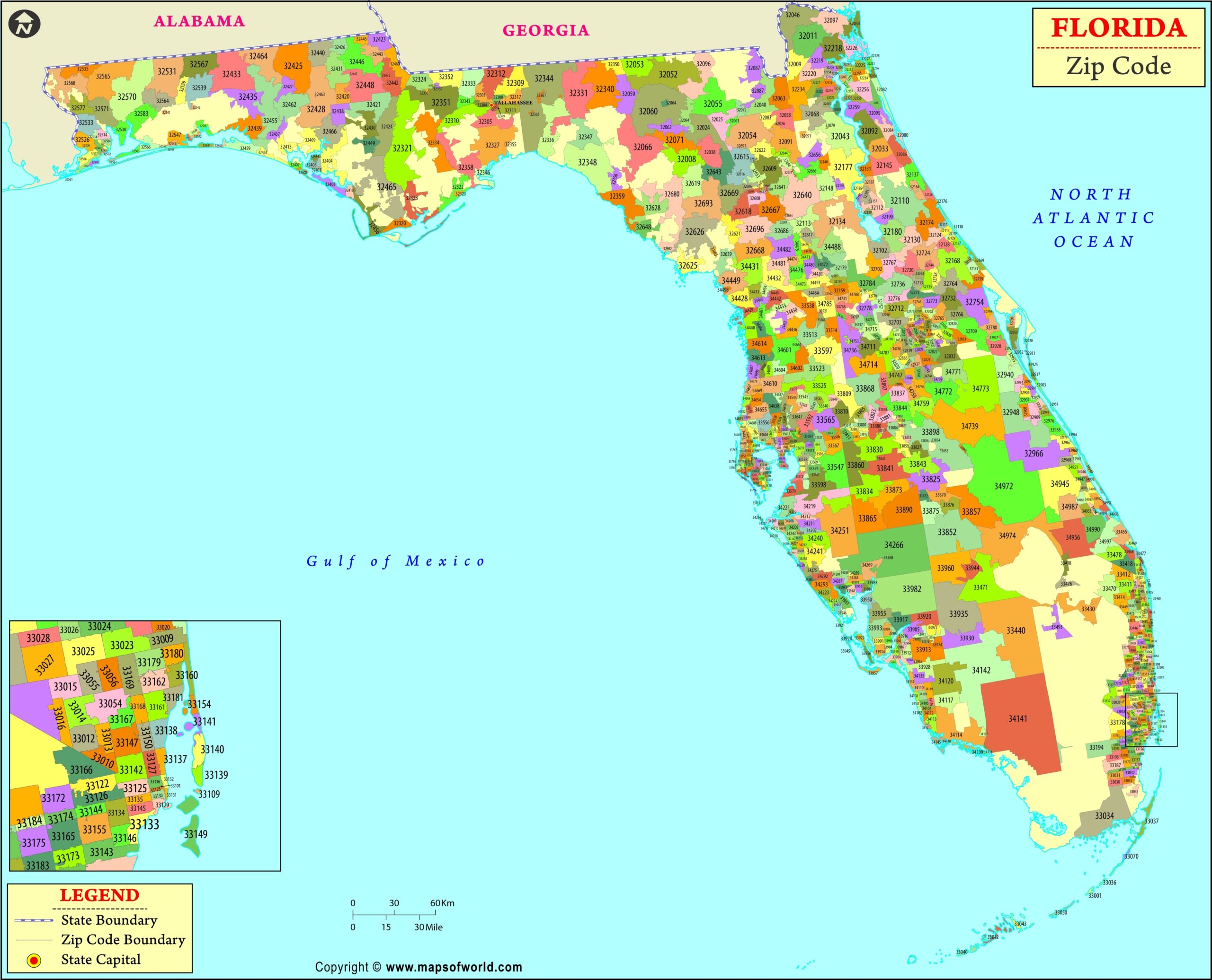 Printable Florida Zip Code Map