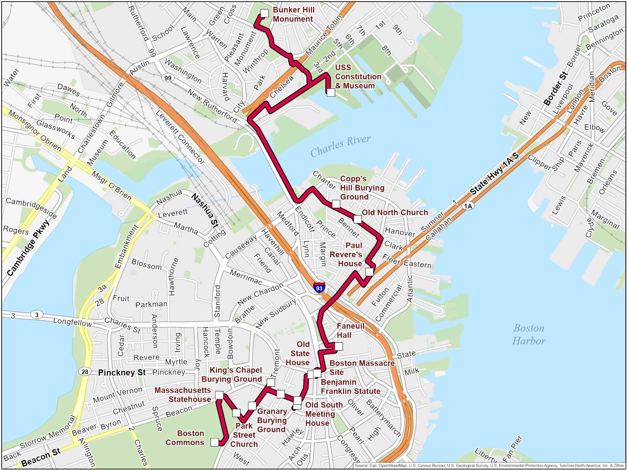 Printable Freedom Trail Map Free Printable Map