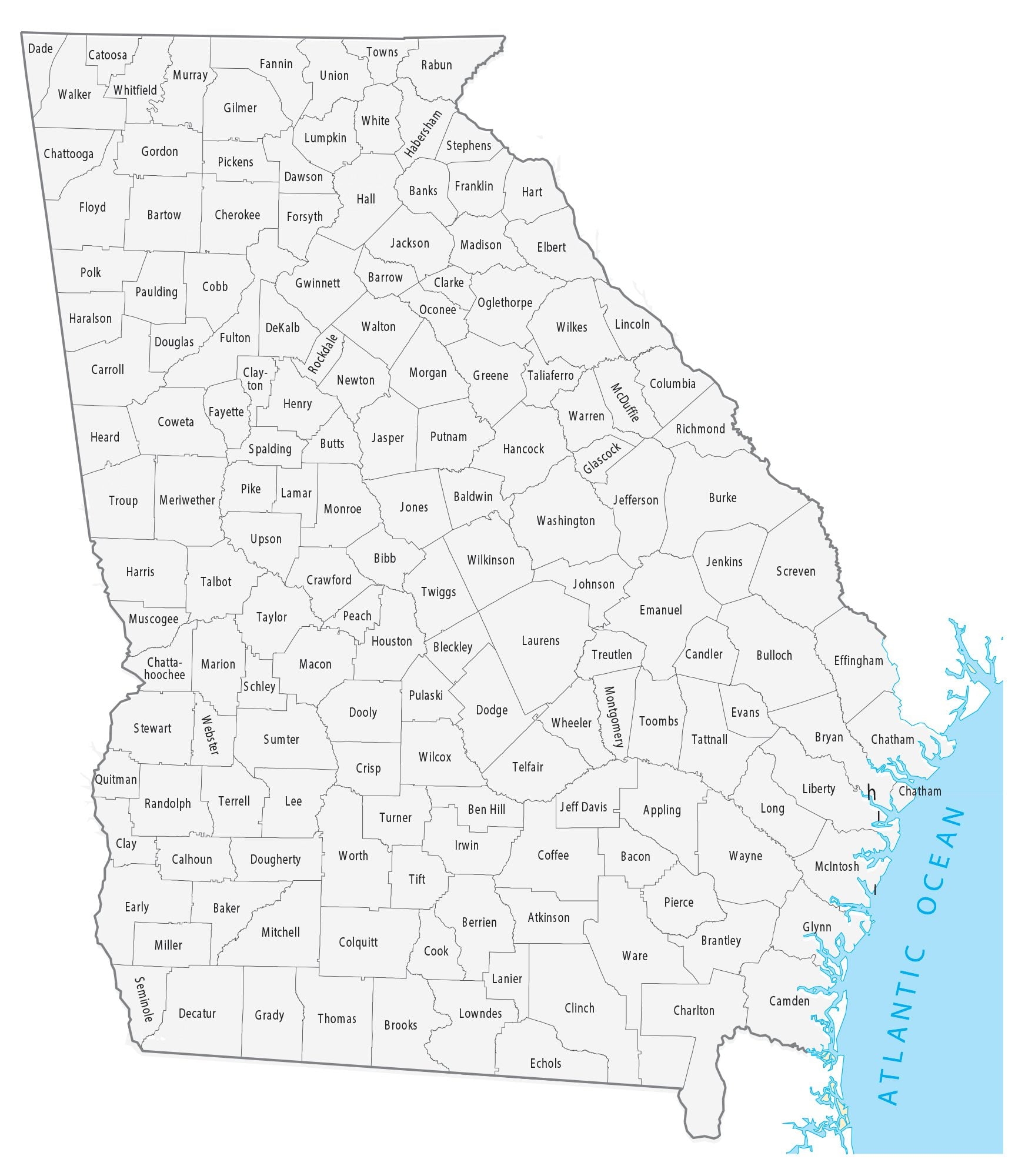 Printable Georgia County Map Printable Georgia County Map