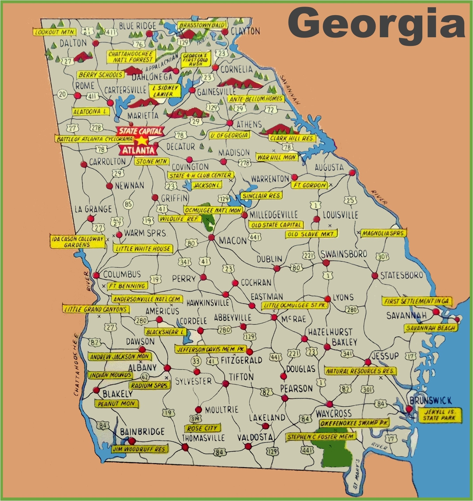 Printable Georgia County Map