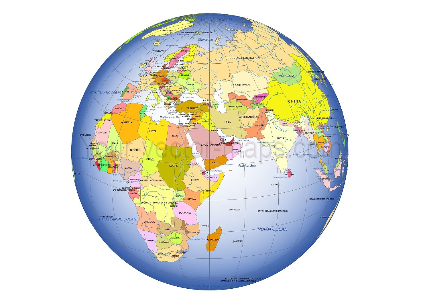Printable Globe Map Of The World