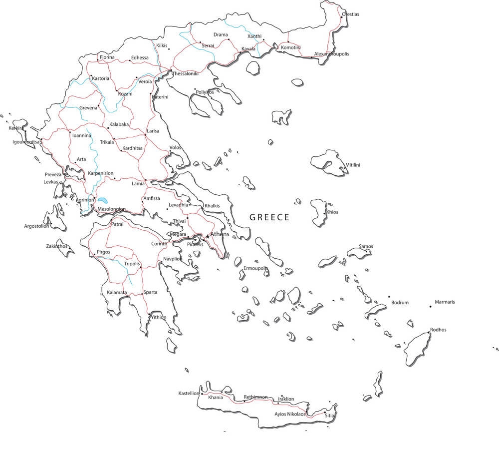 Printable Greece Map Black White Free Download And Print For You 
