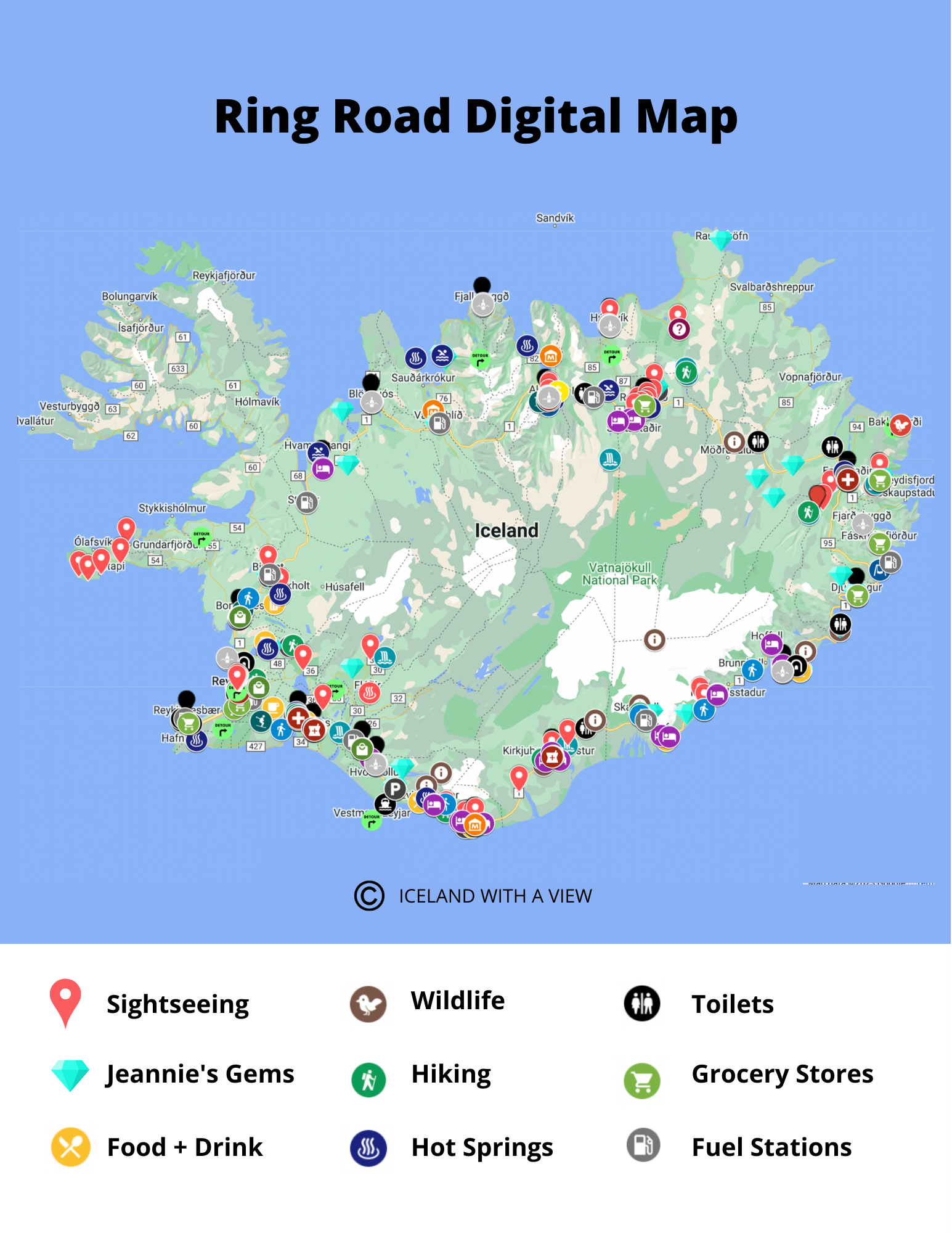 Printable Iceland Road Map